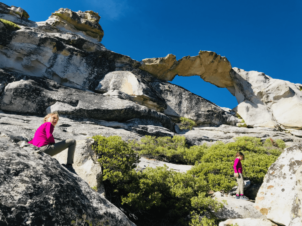 Our kids playing at Indian Rock Arch in Yosemite National Park 2018