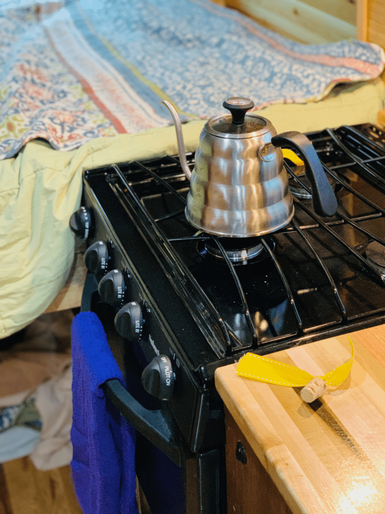 Ol' Blue Pour Over Coffee Kettle is great for van life.