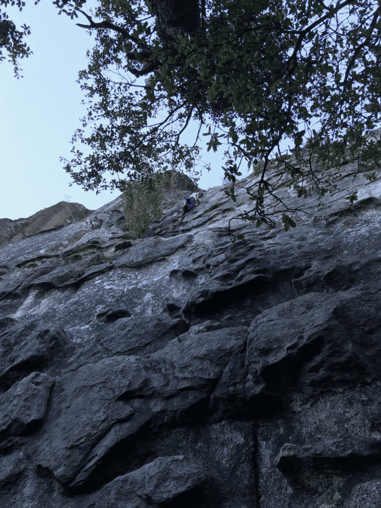 Our rock climbing kid on an easy route at Tuolumne Meadows, Yosemite National Park in 2018