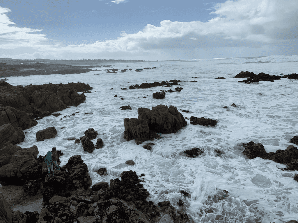 Cold winter day at Asilomar State Beach with frothy waters of the Monterey Bay