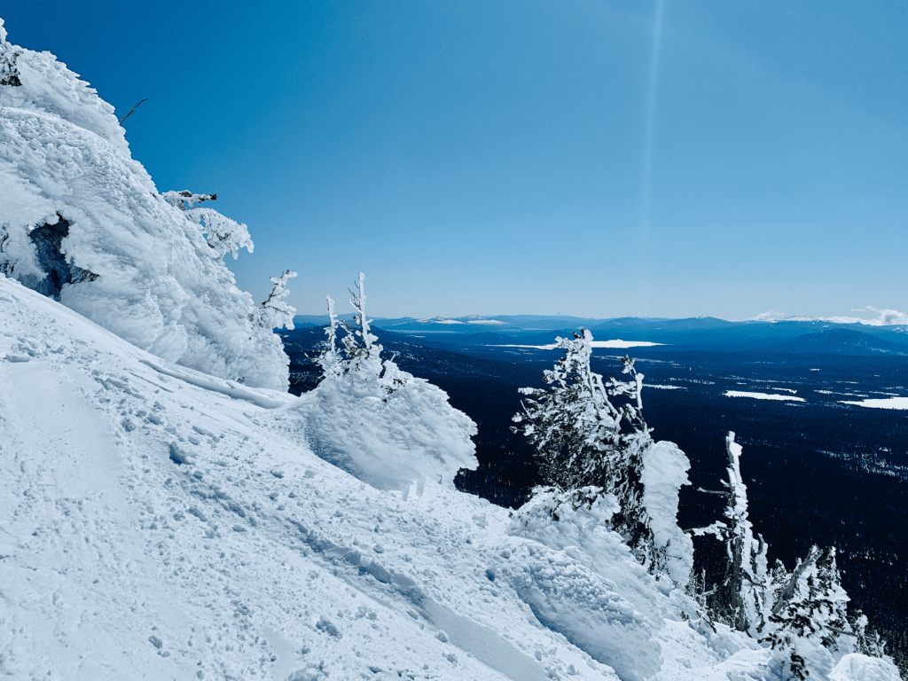 Bend Mt Bachelor Alpine Views of the valley below with hoarfrost trees