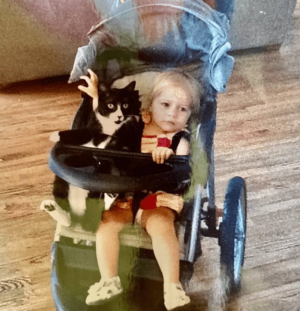 Forever Tuxedo Cuddle Bear Vata with Baby Satya in Stroller