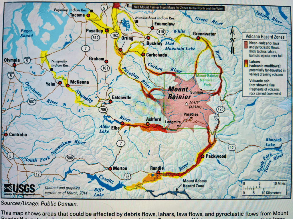 USGS Mount Rainier Volcanic Hazard Map