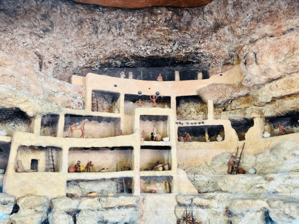 Life long ago Sinagua Culture diorama at Montezuma Castle a four story dwelling not much different than us