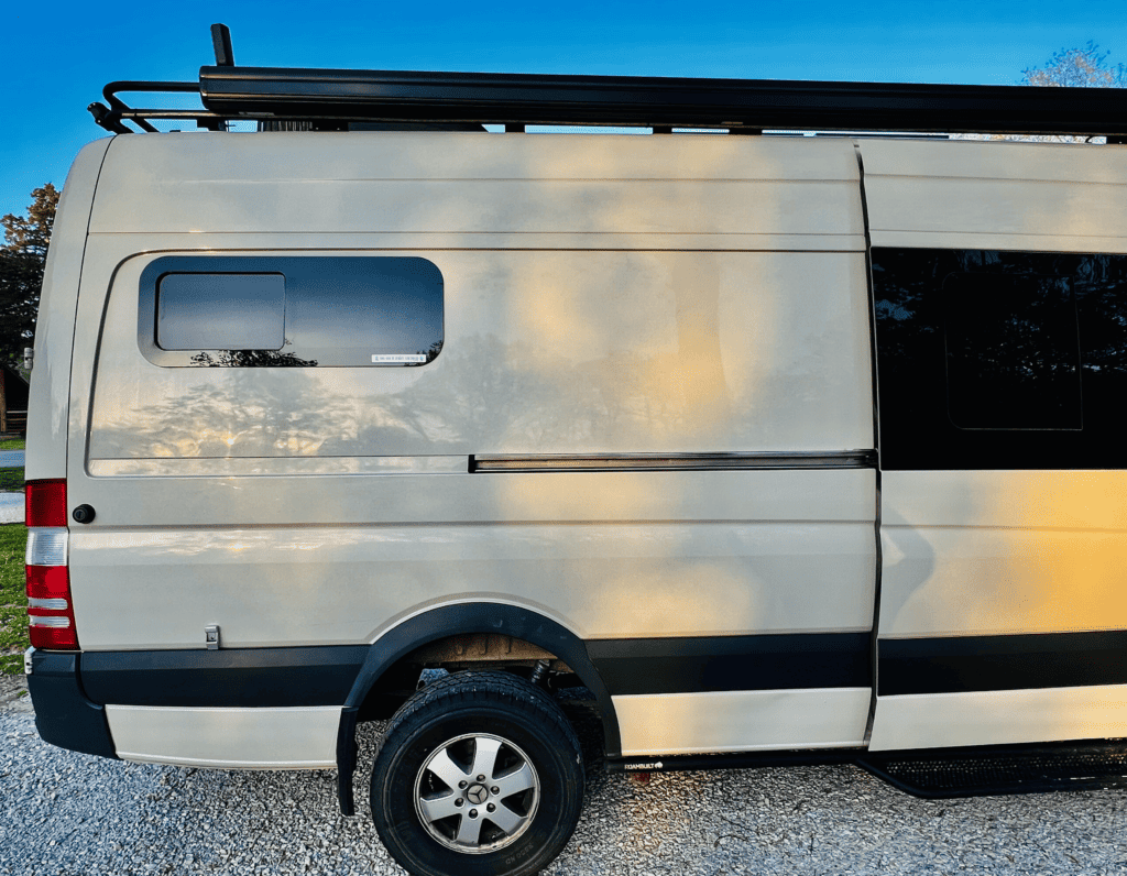 This Van is Climate/Temperature Controlled Sticker Side View with a bumper sticker letting people know pets are inside van and are safe pet safety temperature control